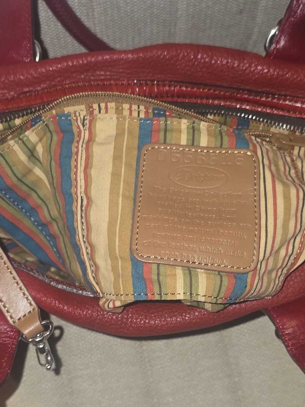 Brighton Red Pebbled Leather Satchel Shoulder Bag Braided Straps Silver Accents - Picture 10 of 16